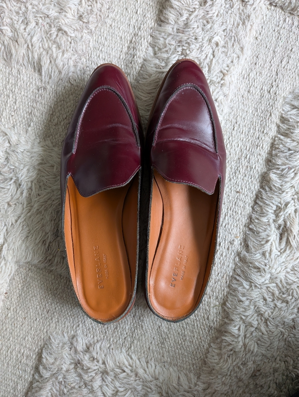 Everlane Burgundy Leather Loafer Mules - Picture 2 of 4